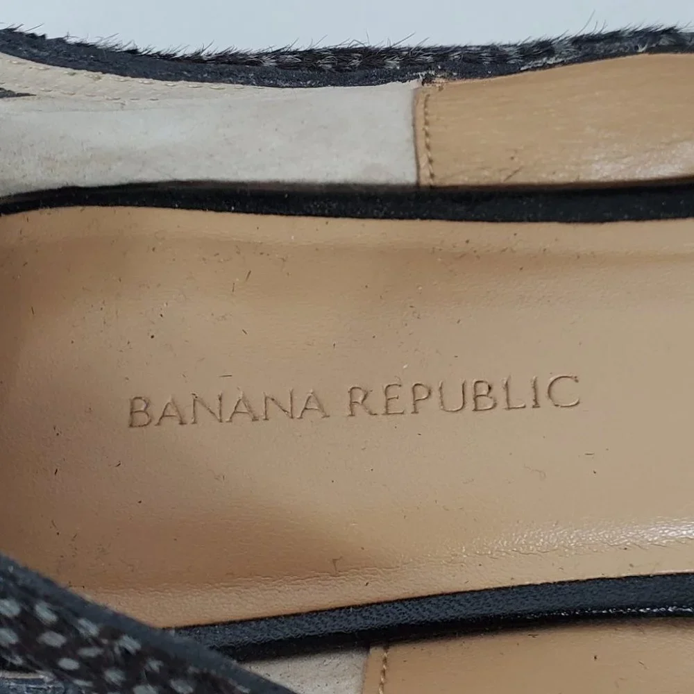 Banana Republic Leather Calf Hair Ankle Tie Up Ballet Flats Size 9M